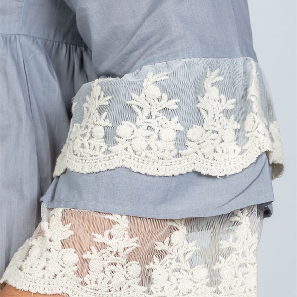 Grey Boho Lace Crochet Trim Dress - Picture 5 of 5